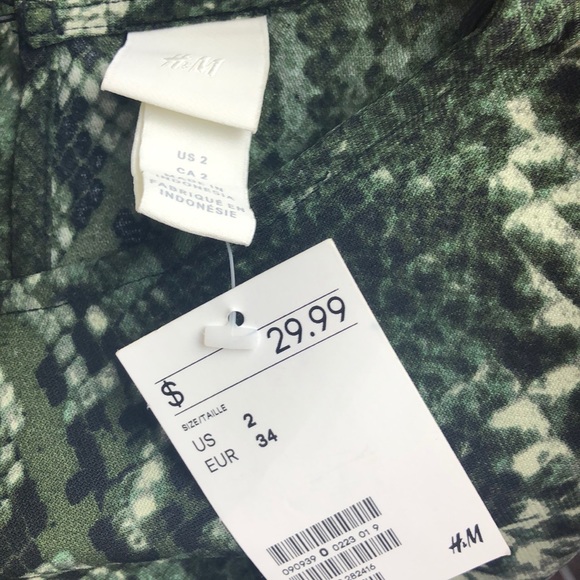 H&M Green Snakeskin Long Sleeve Shift Dress Size 2 - Picture 12 of 14